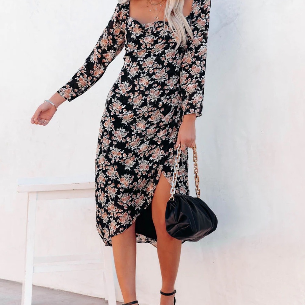 Small Raissa Floral High Low Midi Dress